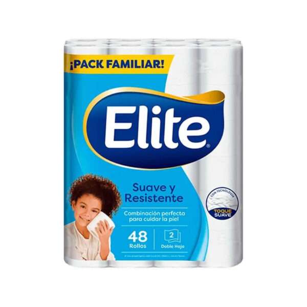 Papel Higiénico ELITE Celeste Doble Hoja Paquete 48 Und