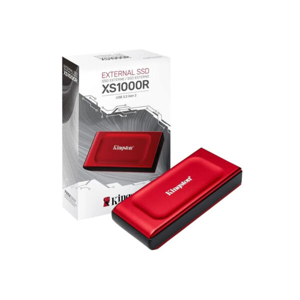 SSD Externo Kingston XS1000 1TB, USB 3.2, Gen2, Velocidad de lectura hasta 1.050 MBs, Compatible iOS, Android y Consolas de Videojuegos, Rojo